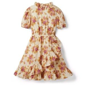 Janie and Jack Floral Ruffles Dress Short Sleeves Girl Size 8